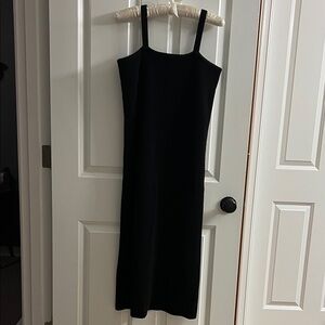 Le17Septembre Ribbed Black Knit Midi Dress